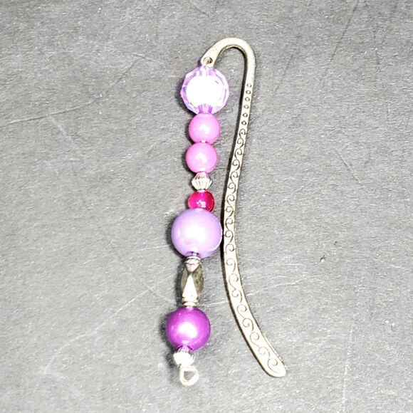 Purple Beaded Handmade Bookmark New 3.5" - Picture 1 of 3